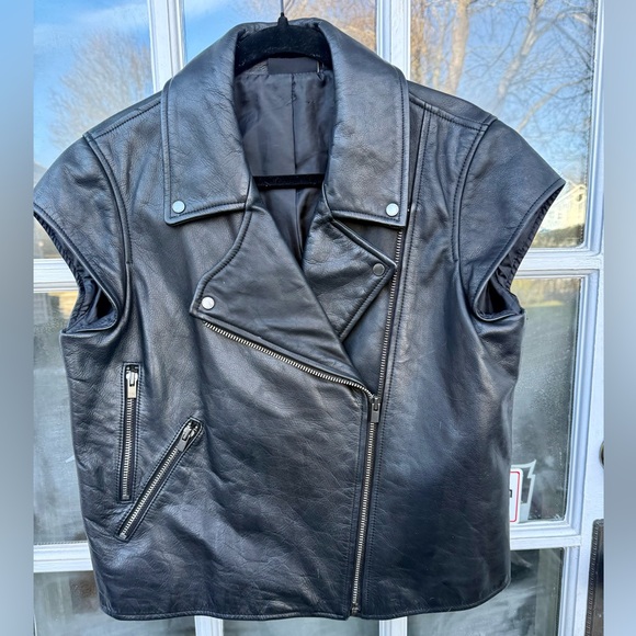 Saturdays by Kate Spade Leather Biker Vest szL - Picture 3 of 11